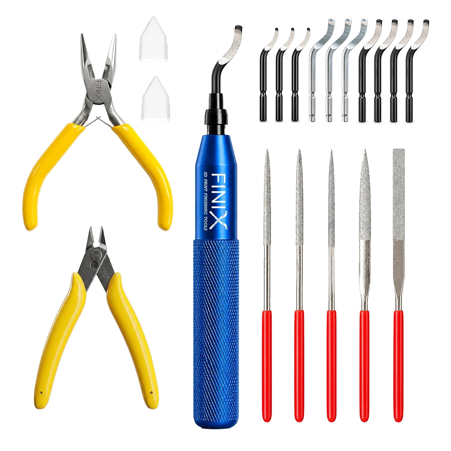Deburring Tool 3D Printing Kit 19-Pcs for Resin, Metal with Improved | 3D Printer Deburring Tool, Anti-Fatigue Thick