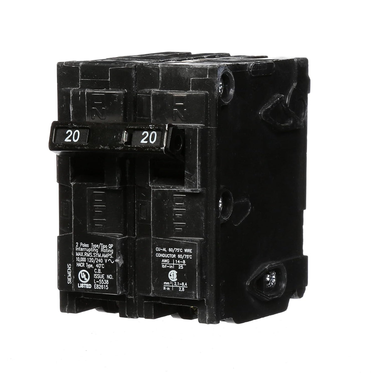 Q220 20-Amp Double Pole Type QP Circuit Breaker Black (1-Pack)