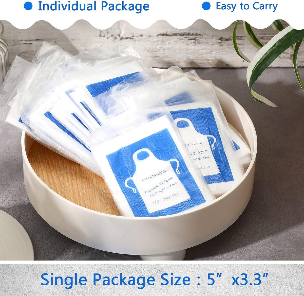 100 Pcs Disposable Aprons Adults Waterproof Plastic Clear Smocks