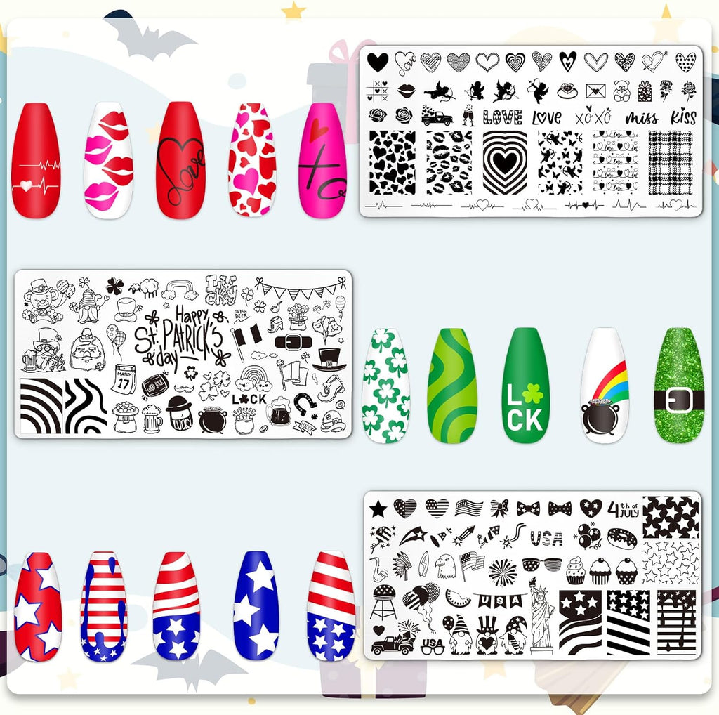 6 Pcs All Holiday Nail Art Plates Stamping Set for DIY Print