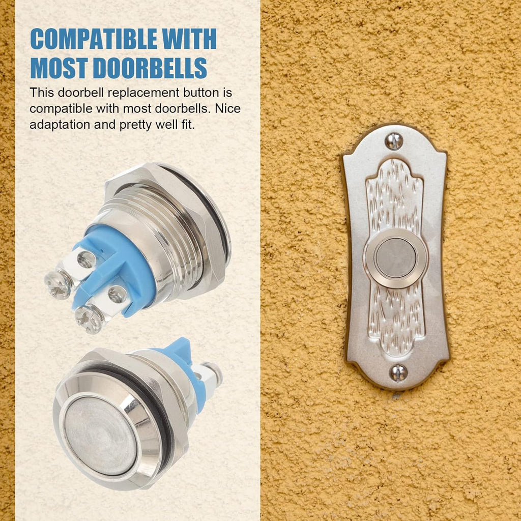 Wired Doorbell Button Replacement 2 Pack, Nickel Plated Copper Push Button for Door Bell Ringer Kit, Universal Round