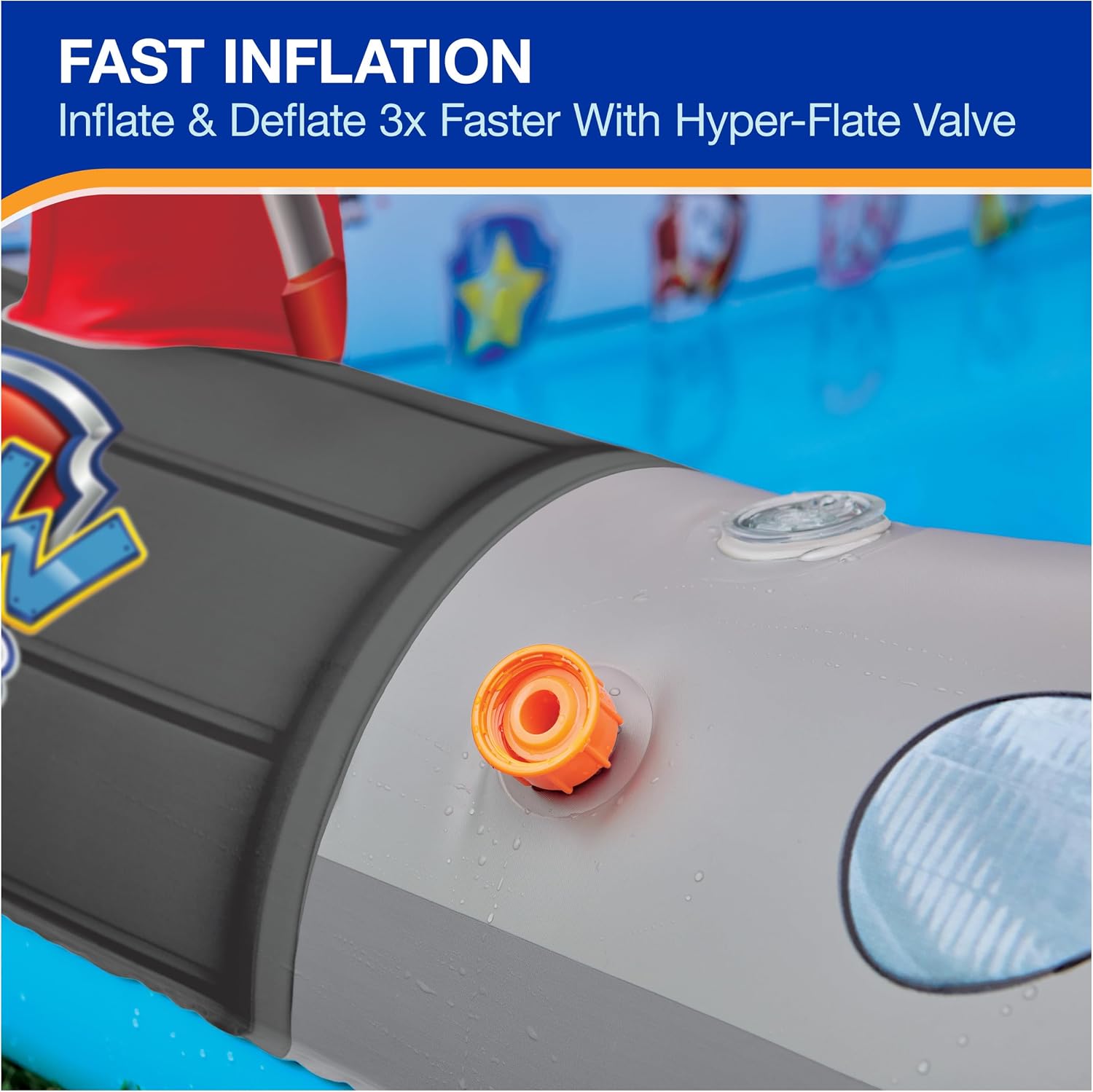 Paw Patrol Deluxe Inflatable Pool, Above Ground Pool with Canopy and Fast Inflation for Kids Aged 3 & Up