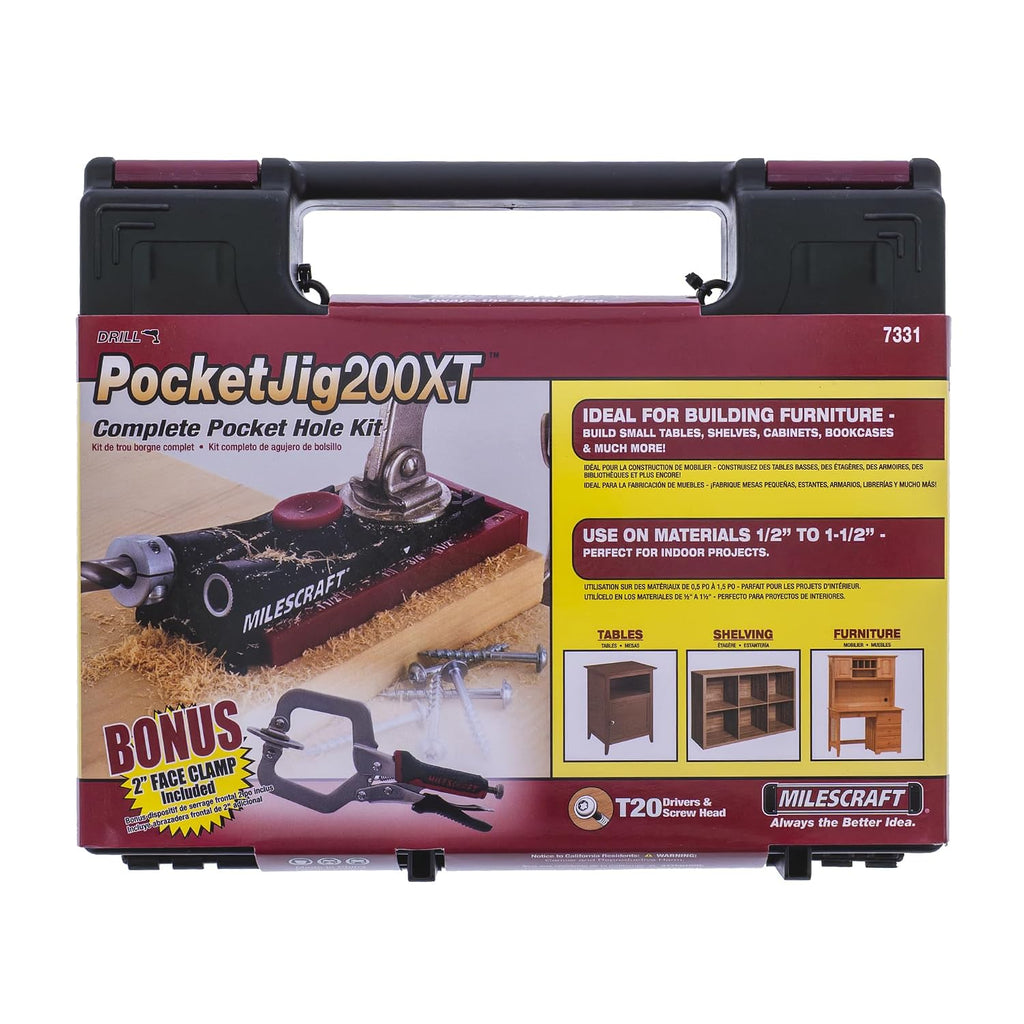 7331 Pocket Hole Jig 200 XT Complete Double/Twin Pocket Hole Jig Kit System. Easy to Use, Pocket Hole Drill Guide
