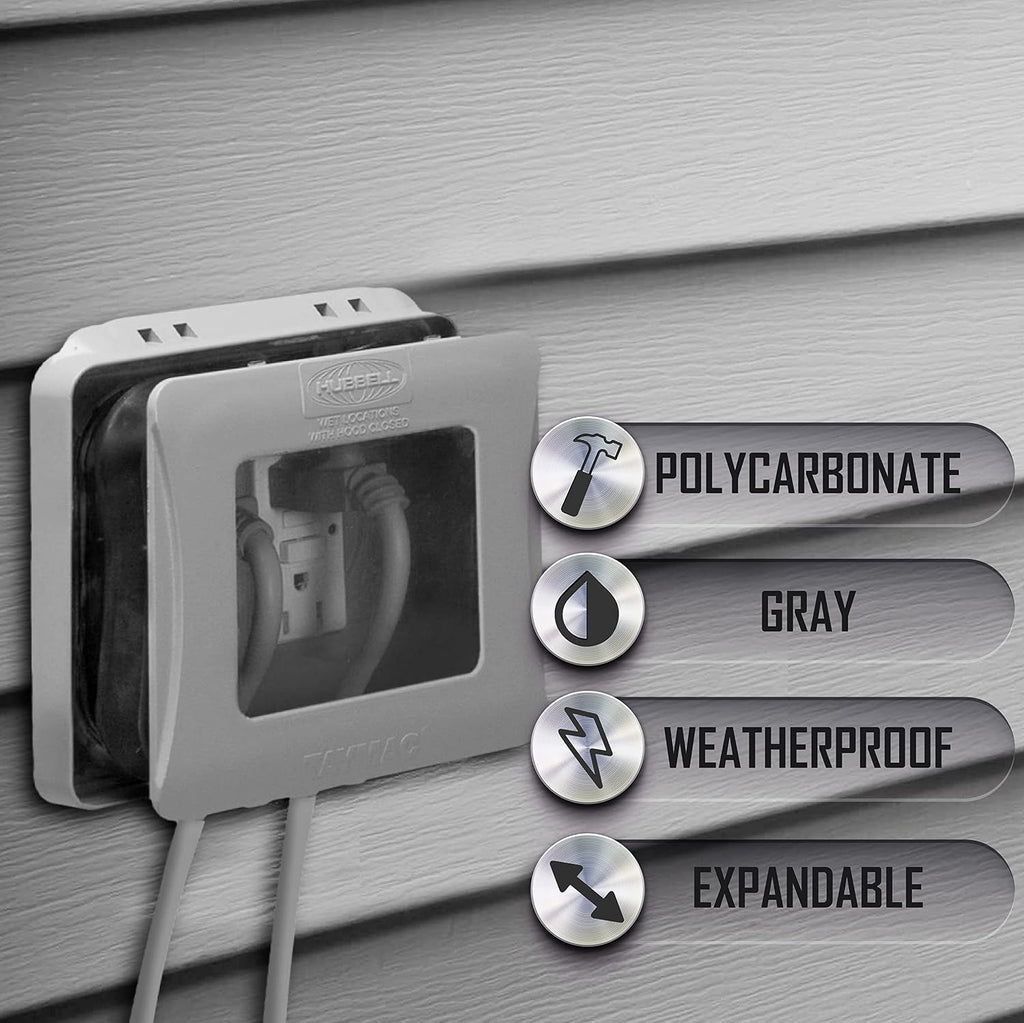 TayMac 2-Gang Expandable Weatherproof In-Use Cover, Gray, EXTRA DUTY