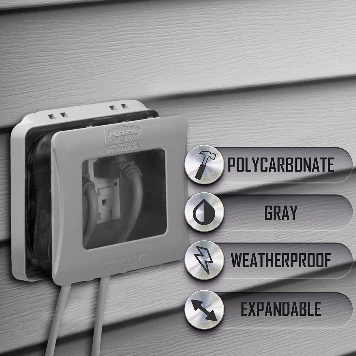 TayMac 2-Gang Expandable Weatherproof In-Use Cover, Gray, EXTRA DUTY
