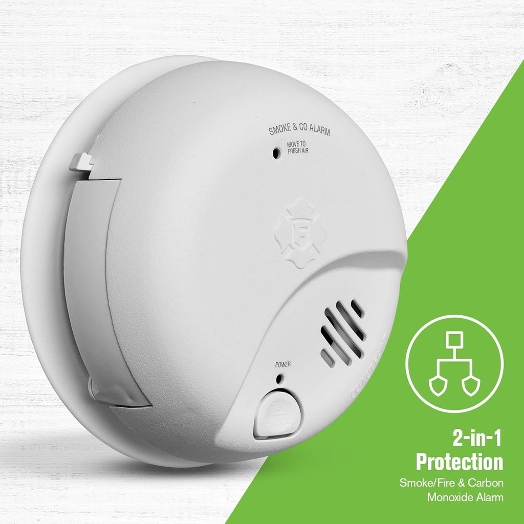 Combination Smoke & Carbon Monoxide Alarm, Battery Operated Detector with Test & Silence Button, SMICO100, 3-Pack