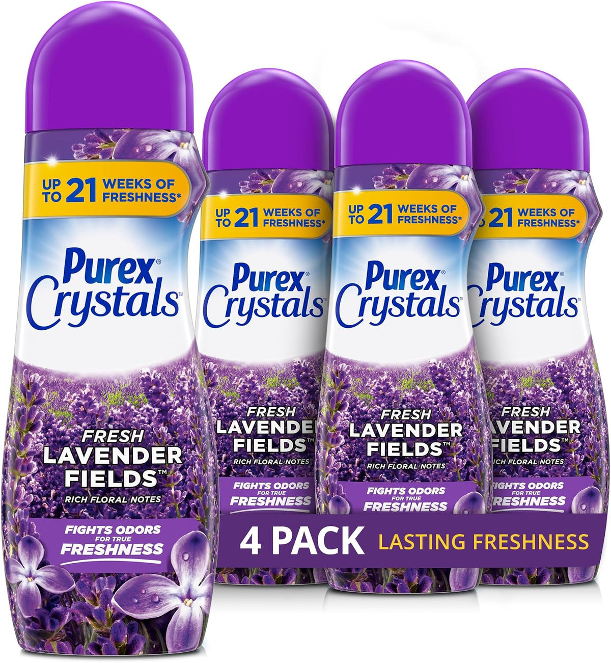 Crystals In-Wash Scent Booster, Fresh Lavender Fields, 21 oz, 4-Pack