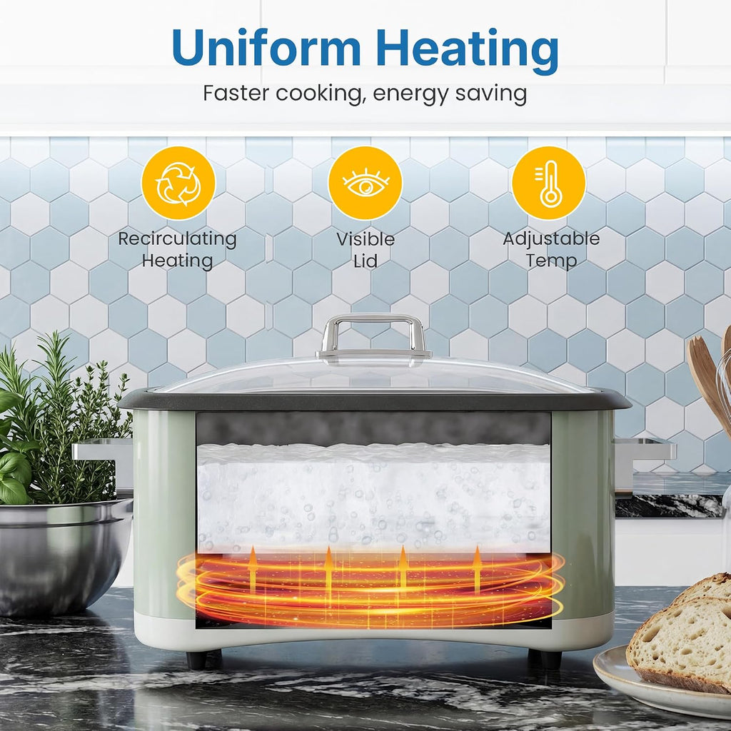 12-in-1 Programmable Slow Cooker Roaster Oven, 8 Quart Digital Multi-Cooker Food Warmer with Timer, Temp Control &
