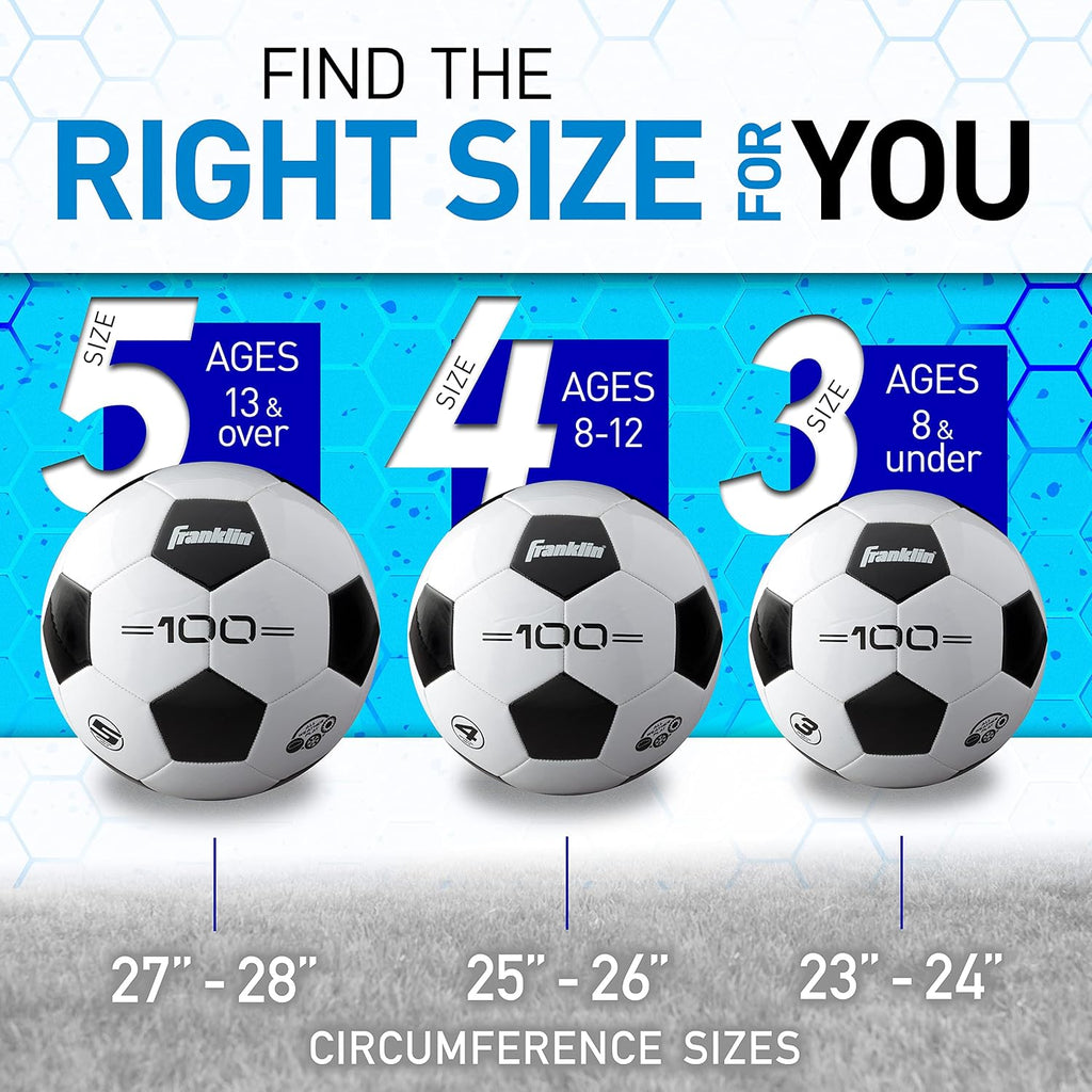 Soccer Balls - Youth & Adult - Sizes 3, 4 & 5 - Single & Bulk Packs - Black & White