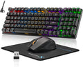 Wireless Mechanical Keyboard and Mouse Combo, 98-Key Gaming Keyboard with RGB Backlit, Tri-Mode BT5.0/2.4G/USB-C