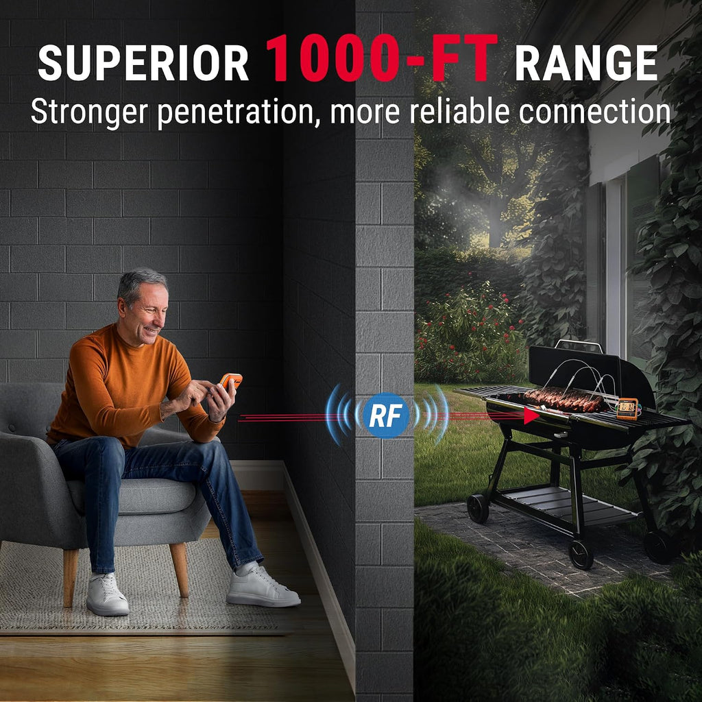 TempSync 1000FT Wireless Meat Thermometer for Grilling and Smoking