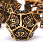 Metal RPG Dice Set 7 Pcs Leaf RPG Dice Hollow Polyhedral Metal Dice
