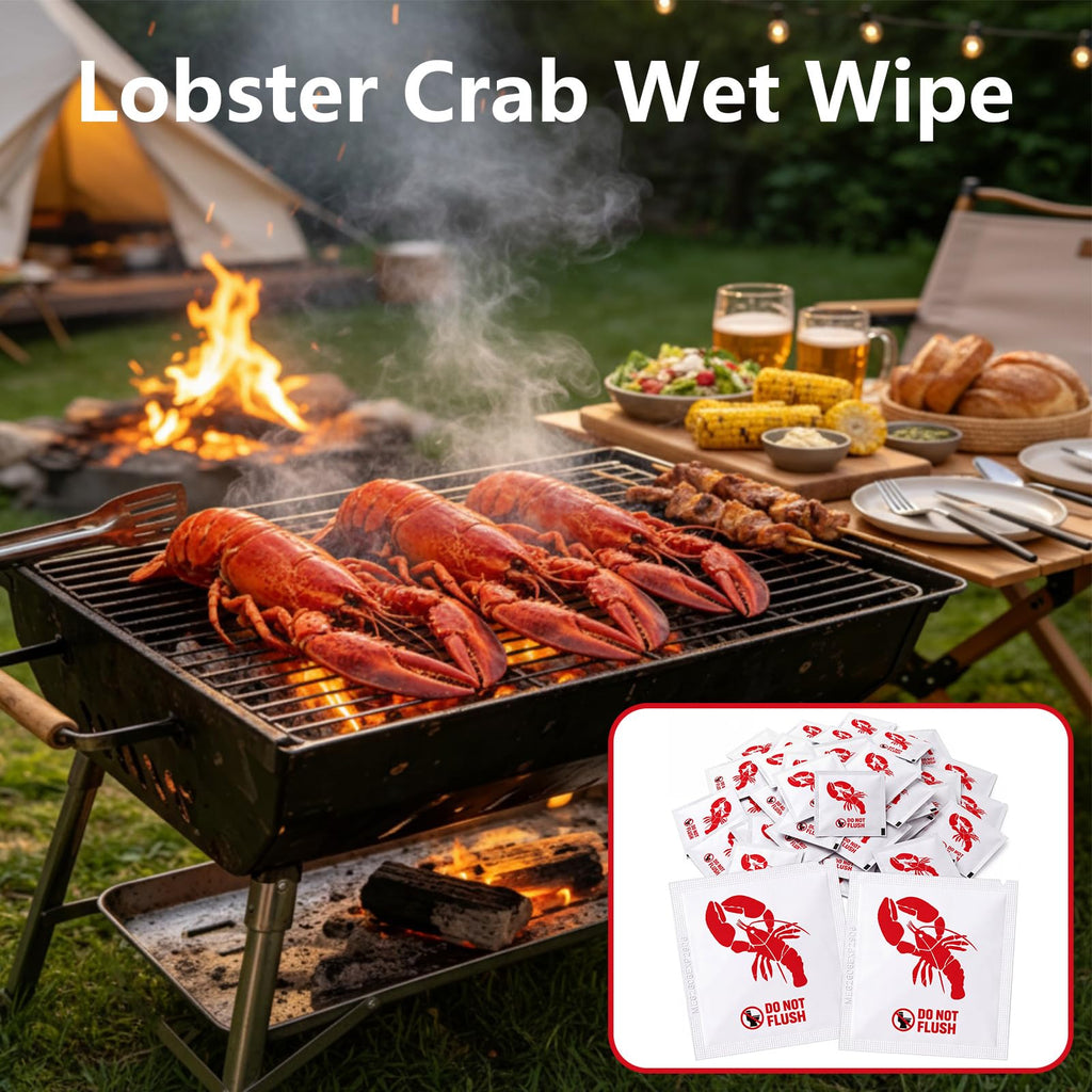 100 Pcs Lobster Wet Wipes Bulk, Individually,Lobster
