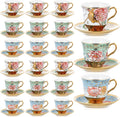 Set of 18 Tea Cups and Saucers, Classic Style, 5.4 oz
