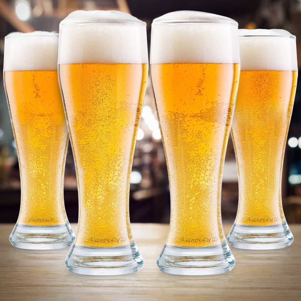 USA Made Nucleated Pilsner Glasses- Etched Beer Glass for Better Head Retention, Aroma and Flavor - 16 oz Craft Beer