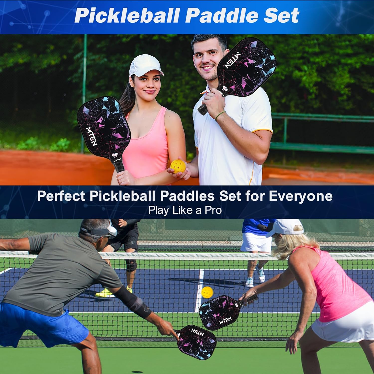 Pickleball Paddles Set of 2/4/1, USAPA Approved Fiberglass Rackets | Lightweight Set for Men, Women, Beginners &