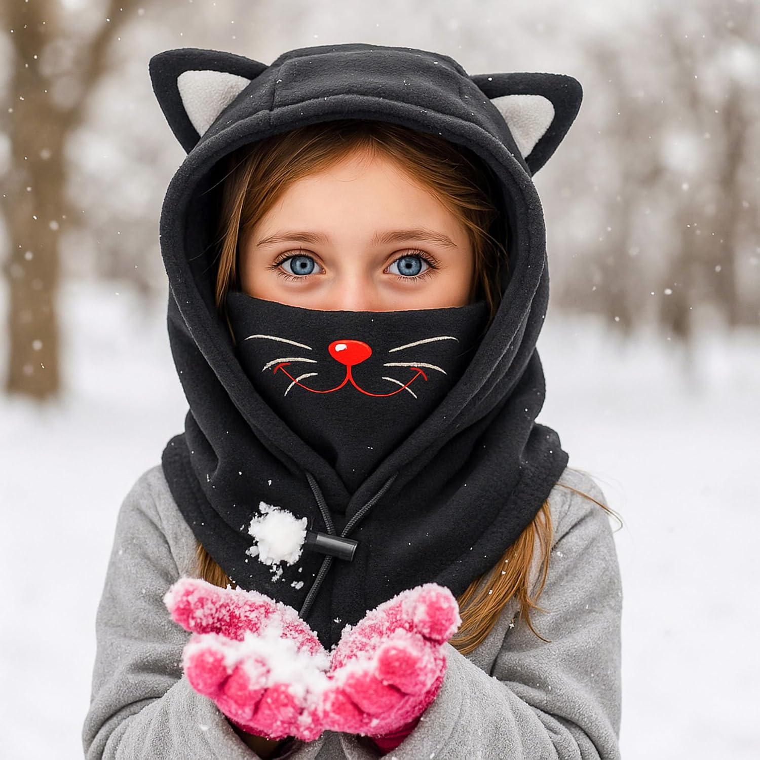 Kids Winter Hat Balaclava, Fleece Cold-Weather Hood for Boys & Girls School and Outdoor Snow Play