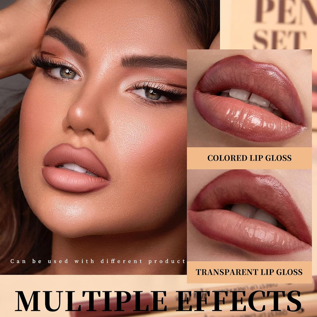 12 Colors Matte Velvet Lip Liner Set, Highly Pigmented Lip Liner Pencil, Long Lasting Waterproof Non-Smudging Natural