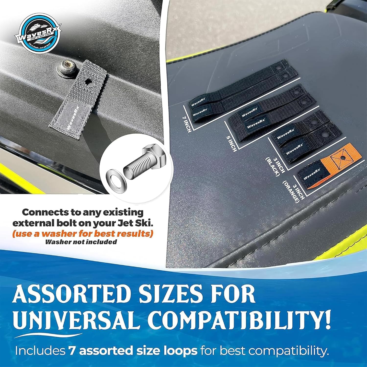 Soft Loops Jet Ski Cleats | Secure Loop Straps for Attaching Docking Bumpers, Fenders, Anchoring Line, Bungee & Dock