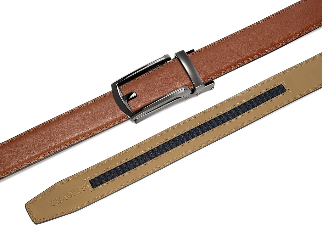 Boys Ratchet Dress Belt 1.25" Adjustable Youth Leather Belt | Easy click closure, Micro-adjustable, Trim-to-fit