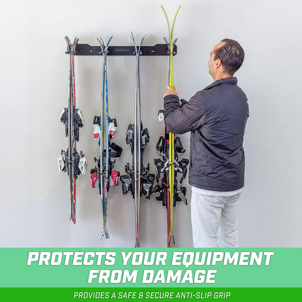 Wall Mounted Ski and Snowboard Storage Rack - 2 or 8 Ski Sizes