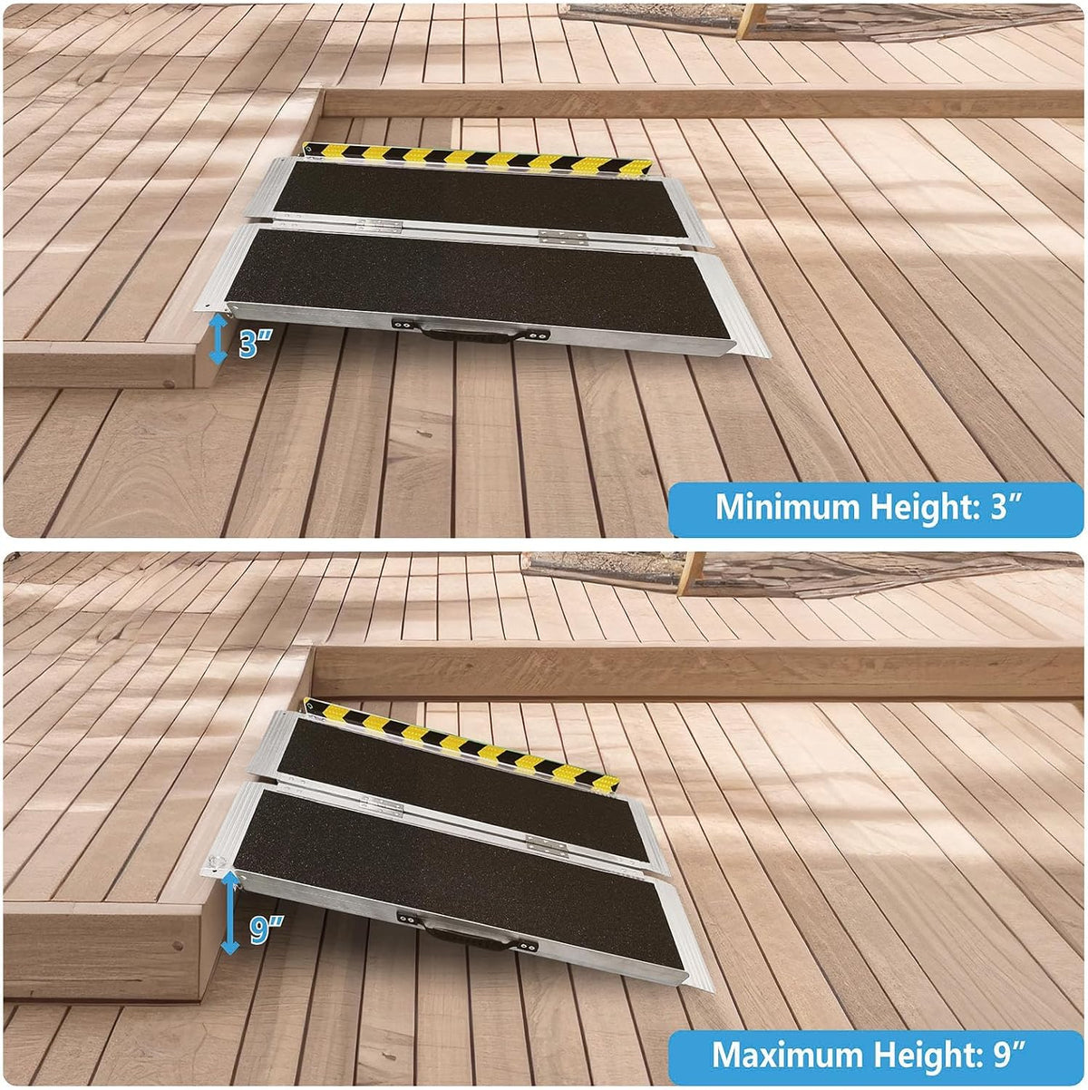 3FT Portable Wheelchair Ramp, Non-Slip Aluminum Folding Handicap Ramp, 800 LBS Capacity Door Threshold Ramps for Home