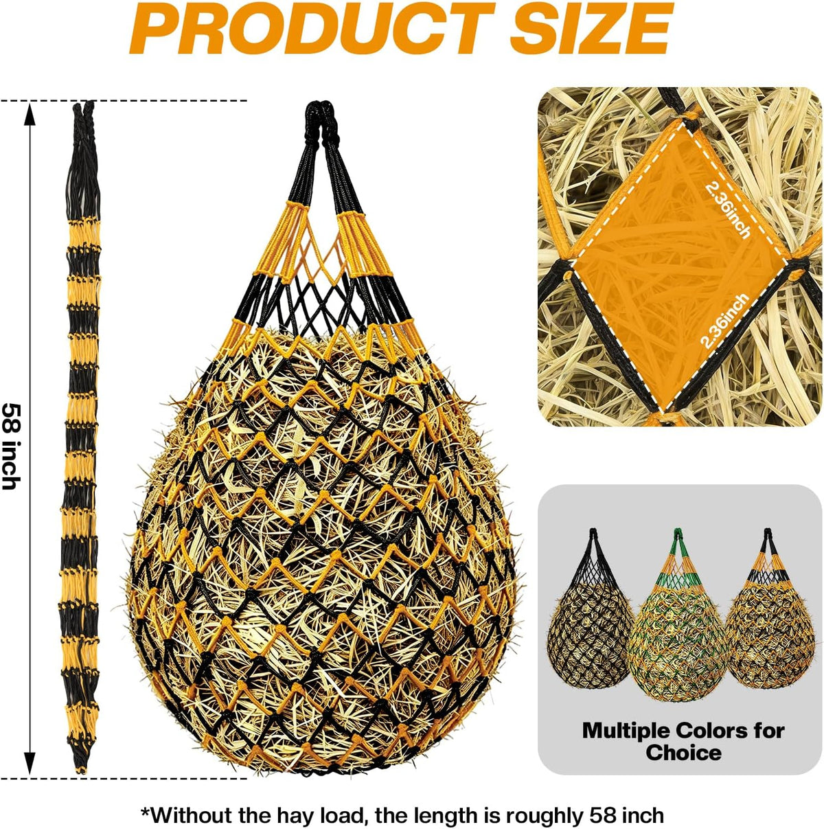 Hay Nets for Horses, 3-Pack Large-Capacity Hay Net for Horses Goats & Sheep