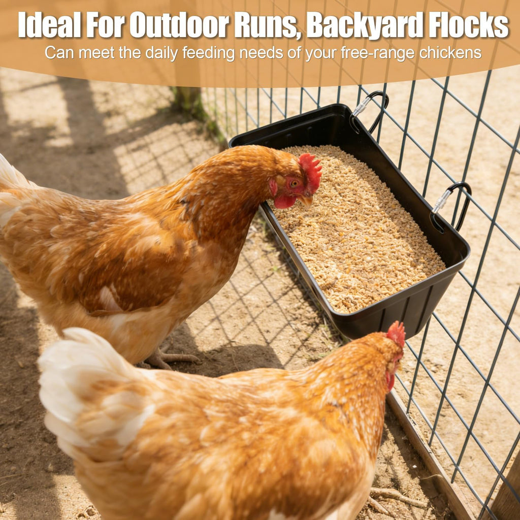 Chicken Feeder Waterer,Hanging Goat Feeders,5 Quart*2 Pack,Feeder Trough for Sheep Duck Poultry Dog, Fence Feeder