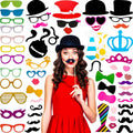 60 Pcs Photo Booth Props, Mustache Glasses Hats Lips(Classic)