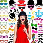 60 Pcs Photo Booth Props, Mustache Glasses Hats Lips(Classic)