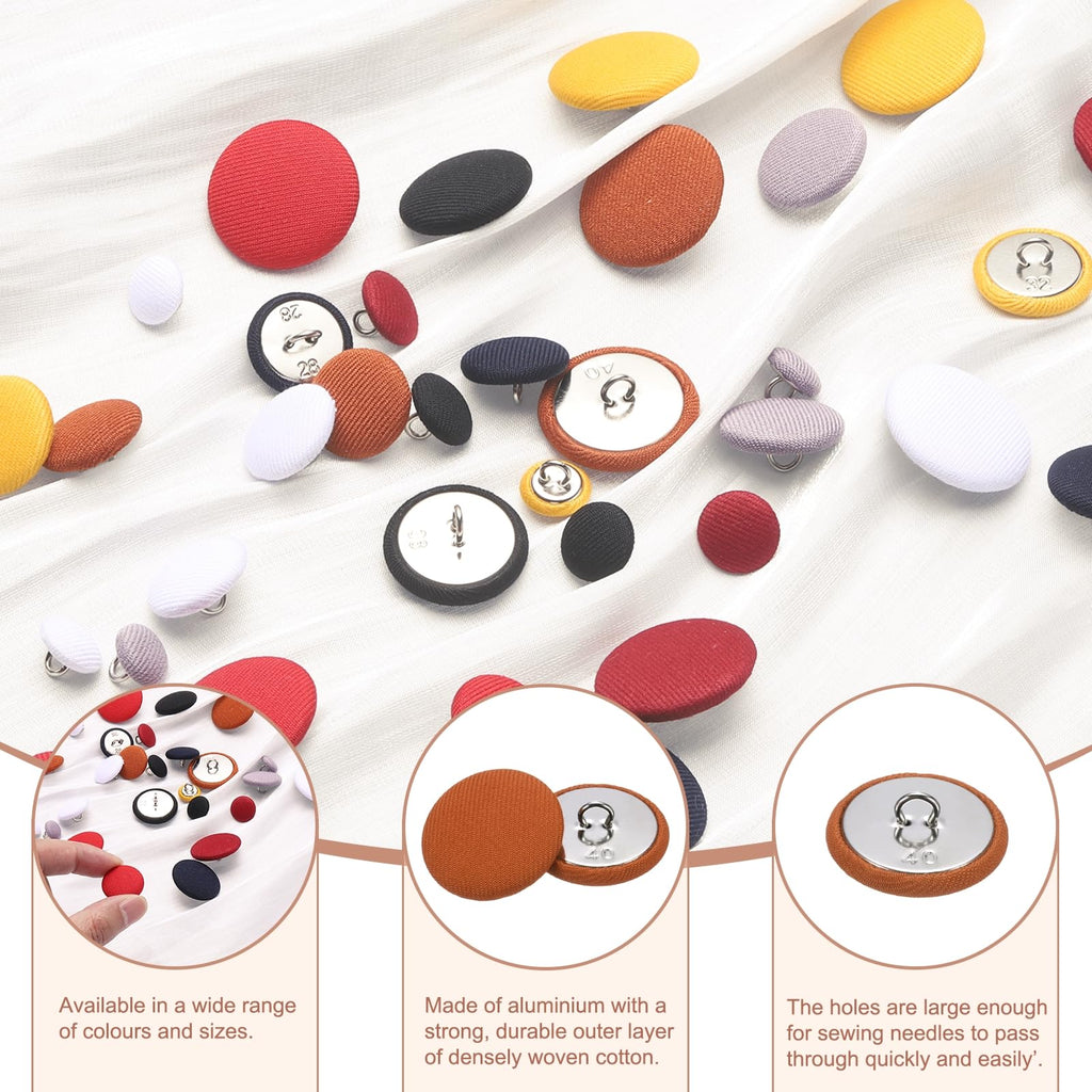 10pcs 40L 25mm 1" Fabric Cloth Covered Button,Orange