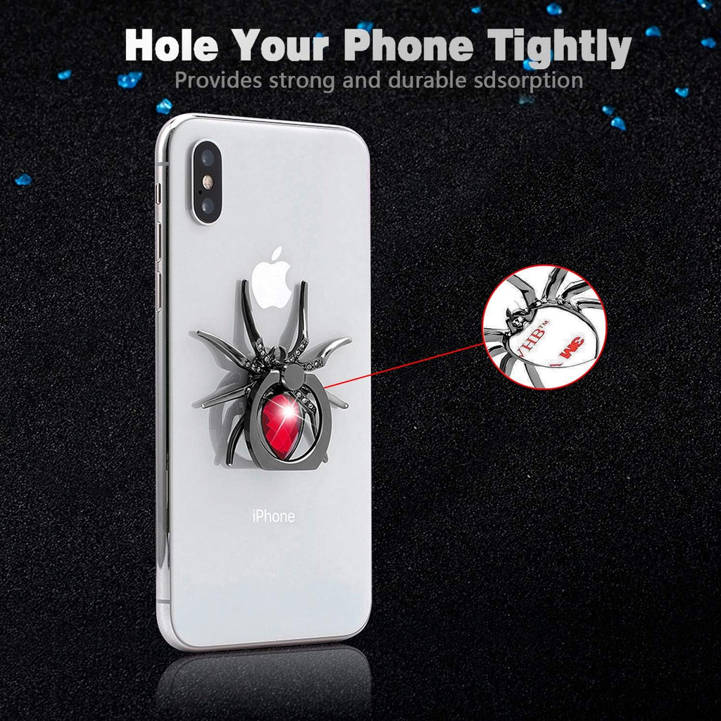 Phone Ring Holder Stand, 360 Degree Rotation Universal Spider Finger Kickstand with Polished Metal Phone Grip for