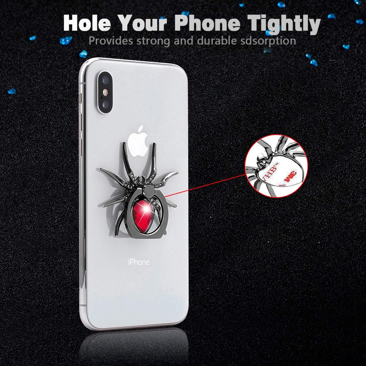 Phone Ring Holder Stand, 360 Degree Rotation Universal Spider Finger Kickstand with Polished Metal Phone Grip for