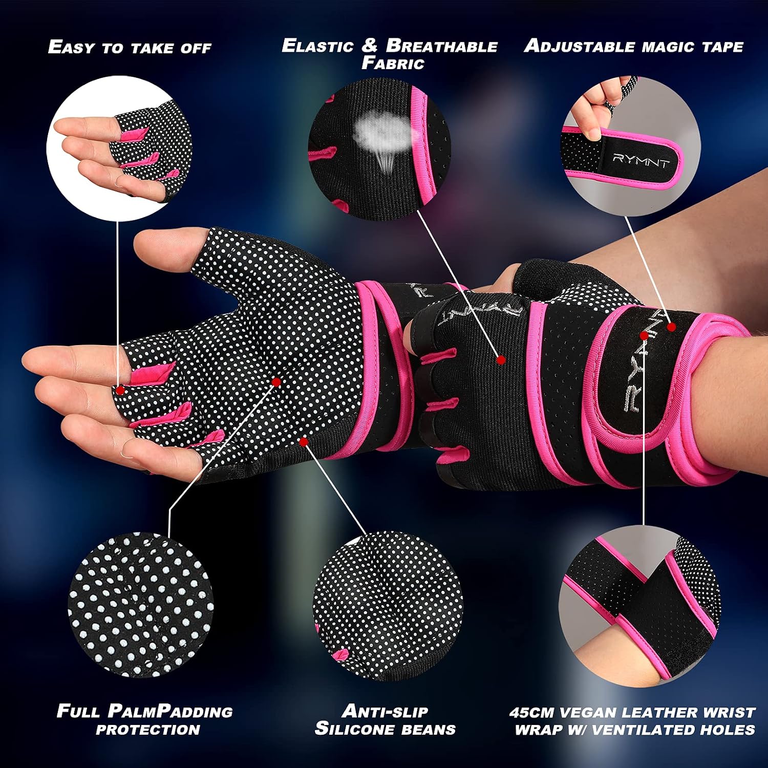 Workout Gloves for Women Men with Wrist Wrap Support Weight Lifting Gloves | Padded Gym Gloves for Weightlifting