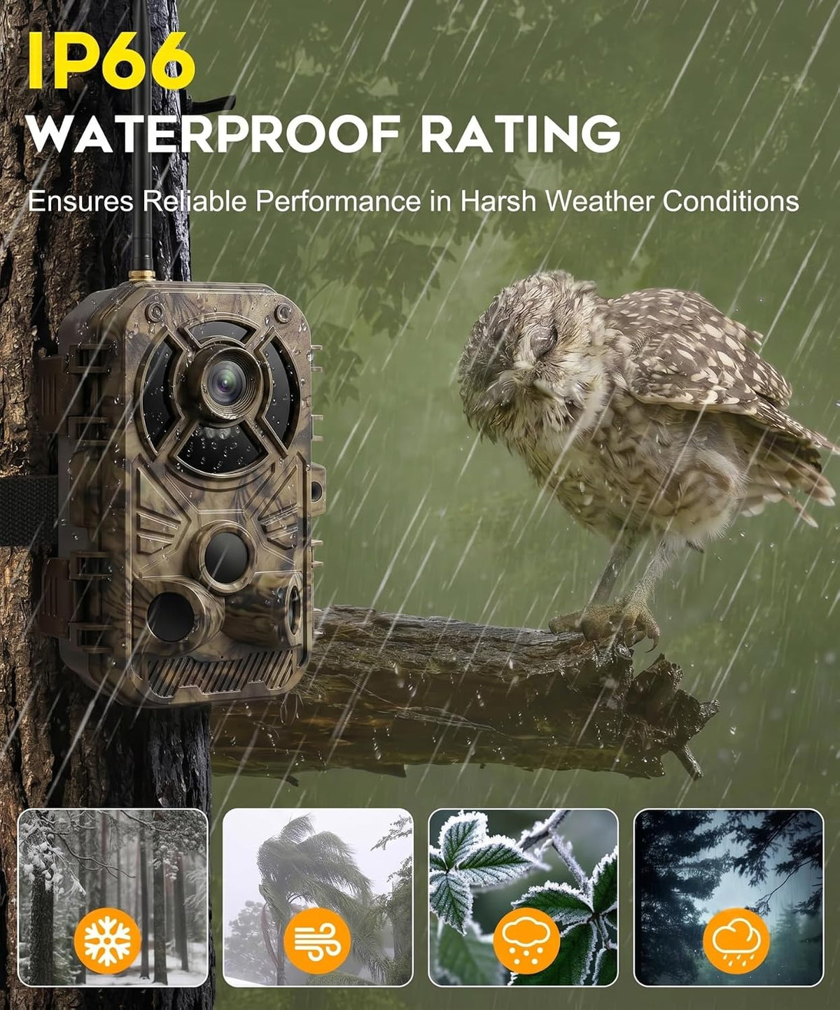 WiFi Trail Camera 4K 48MP, Night Vision Game Camera for Wildlife Hunting, 0.1s Trigger IP66 Waterproof (32GB Card