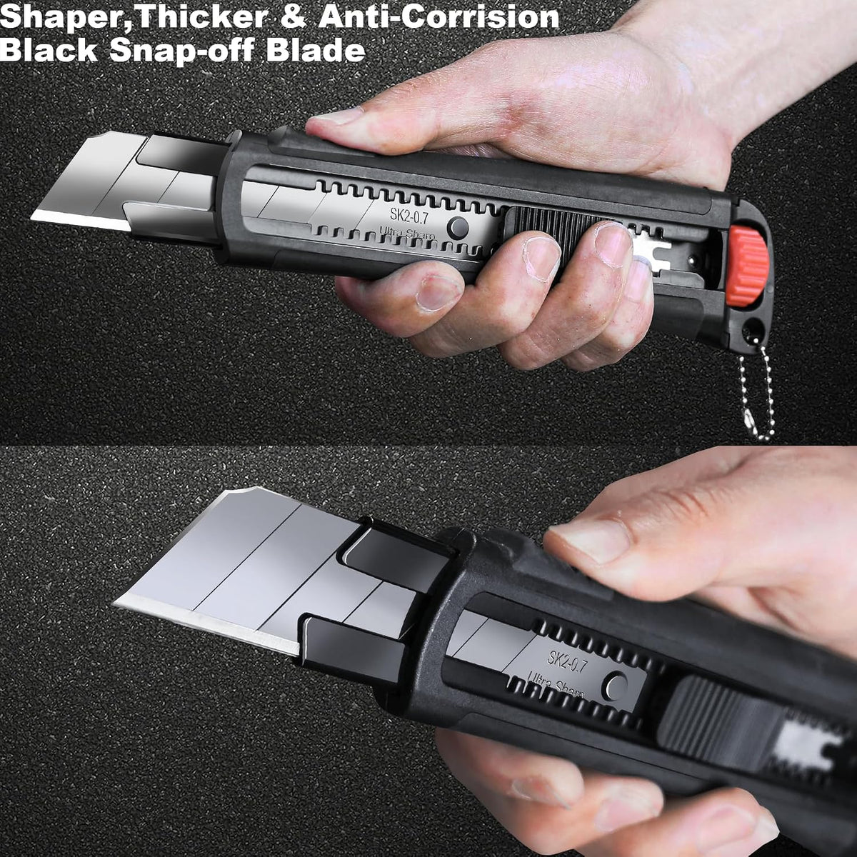 25mm Extra Heavy Duty Utility Knife with Double Lock Mechanism, Auto-Lock and Ratchet- Lock for Double Safety, SK2