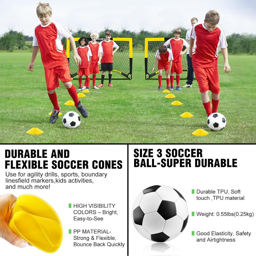 Kid Soccer Goal and Soccer Ball Targets Set - 6x4 / 4X3 ft Soccer Goal | Backyard & Indoor Portable Pop Up Soccer Net
