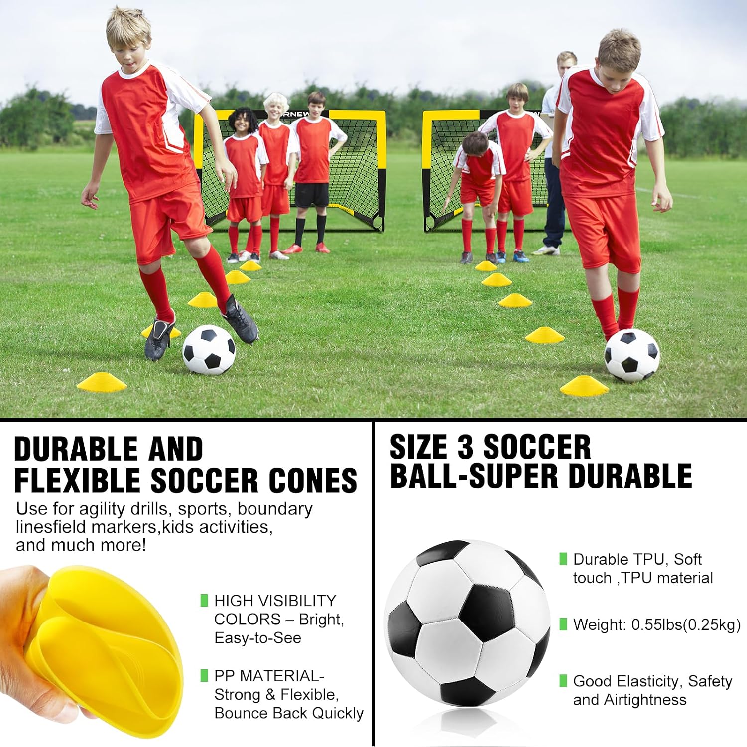 Kid Soccer Goal and Soccer Ball Targets Set - 6x4 / 4X3 ft Soccer Goal | Backyard & Indoor Portable Pop Up Soccer Net