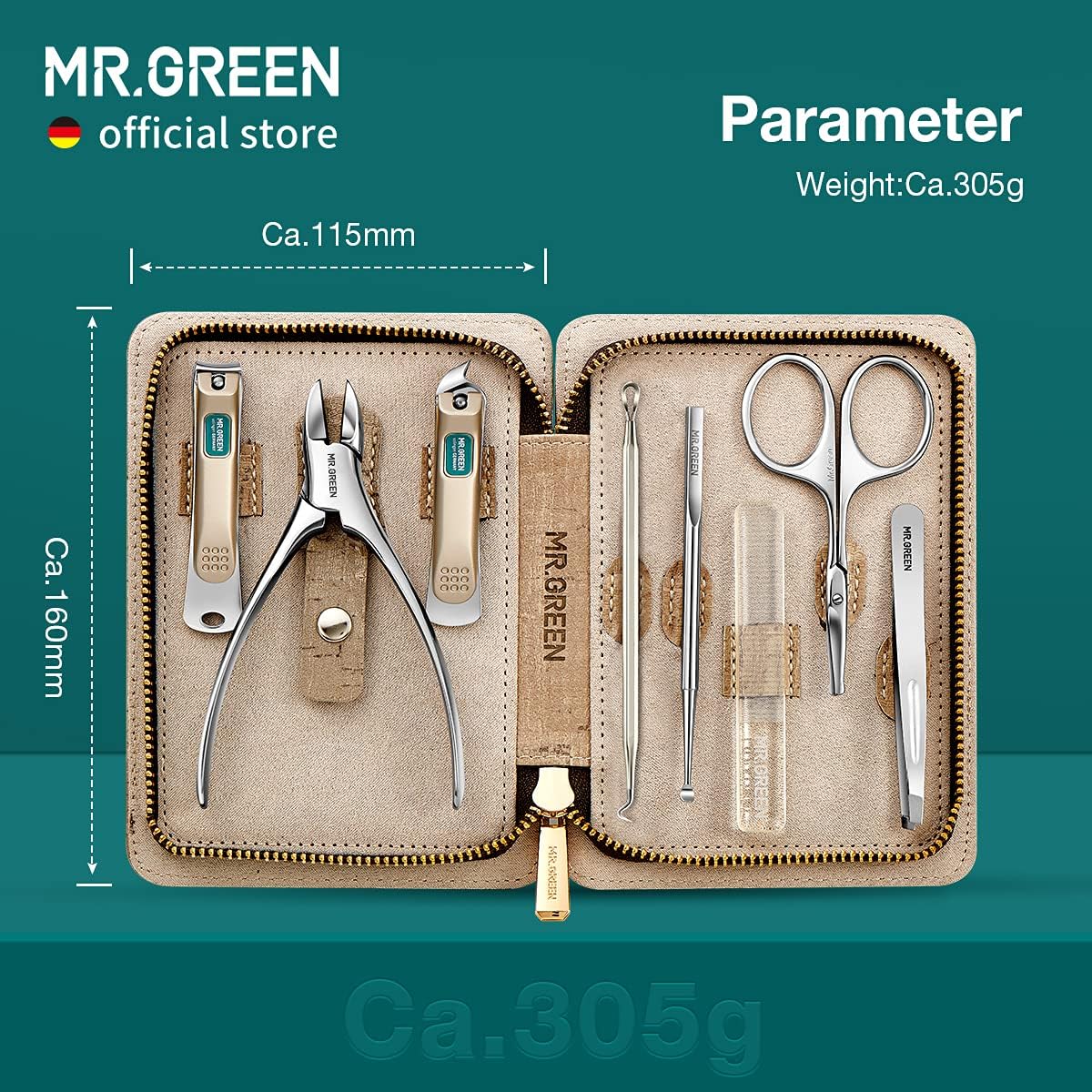 Manicure Sets Pedicure Kits Stainless Steel Nail Clipper Personal Care Tools with PU Leather Case (Gray)