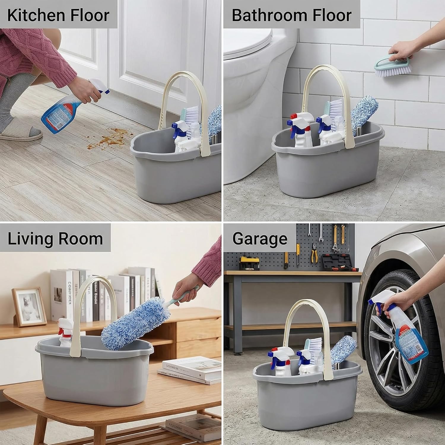 4.5 Gallon Cleaning Bucket, Good Grips Household Mop Bucket for Cleaning Supplies, Cleaning Caddy Organizer Basket