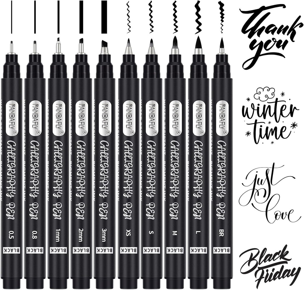Calligraphy Pen, 10 Size Calligraphy Pens for Writing, Brush Pens Calligraphy Set for Beginners, Hand Lettering Pen