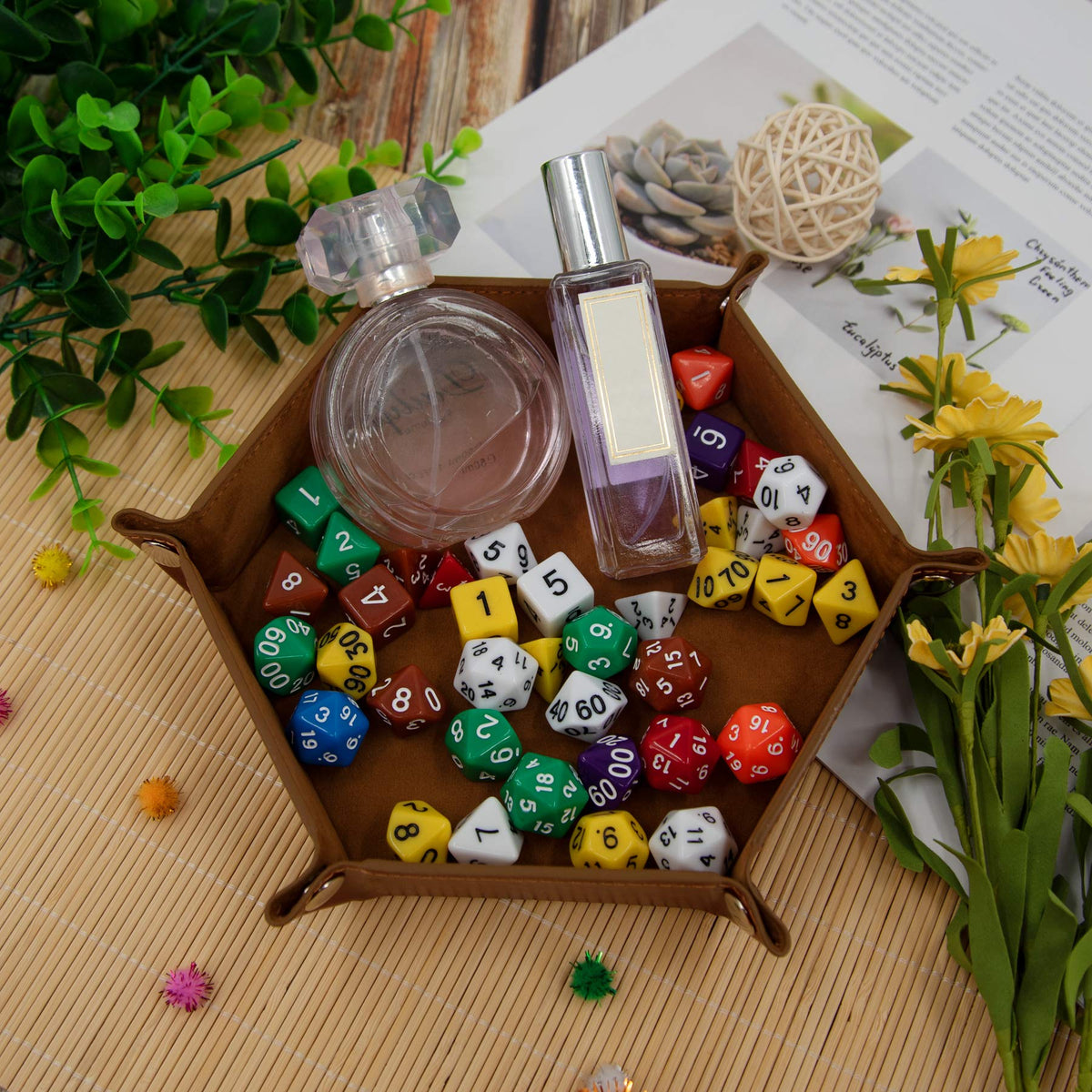 4 Pieces Dice Tray Hexagon Dice Rolling Trays Folding Dices Holder
