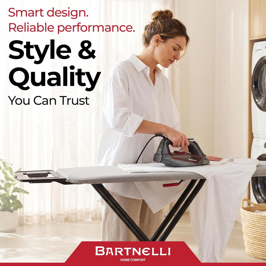Extreme Stability Ironing Board 43x13 Upgraded Heavy-Duty Metal Frame & Iron Rest, Height Adjustable, Foldable, 4