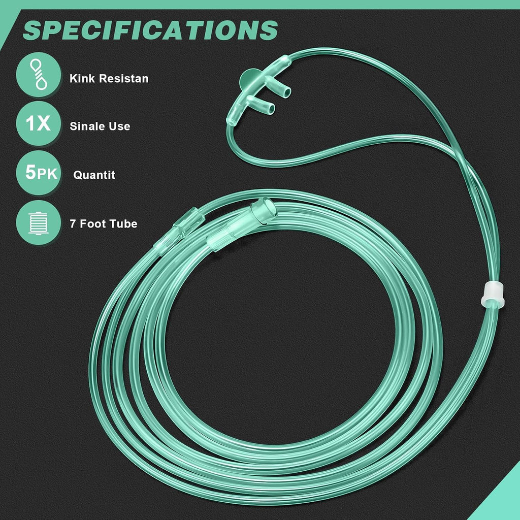 Adult Soft Nasal Oxygen Cannula Kit(10 Pack) - 7-ft Nasal Tubing for Oxygen, Included 5PCS Nasal Cannula Oxygen