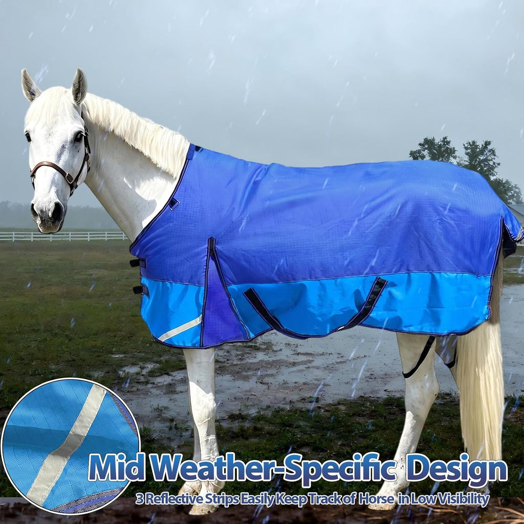 1200D Waterproof Turnout Sheet,No‑Fill with Reflective Design,DarkBlue72''