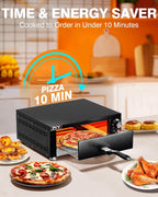 Electric Pizza Oven Indoor Countertop Pizza Oven Commercial Pizza Maker Machine for Home with Timer Stainless Steel