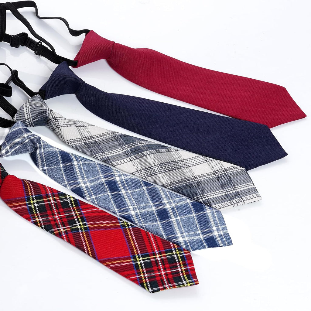 5pcs Boy's Necktie Pre-tied Adjustable Neck Strap Tie for Wedding Graduation School Uniforms