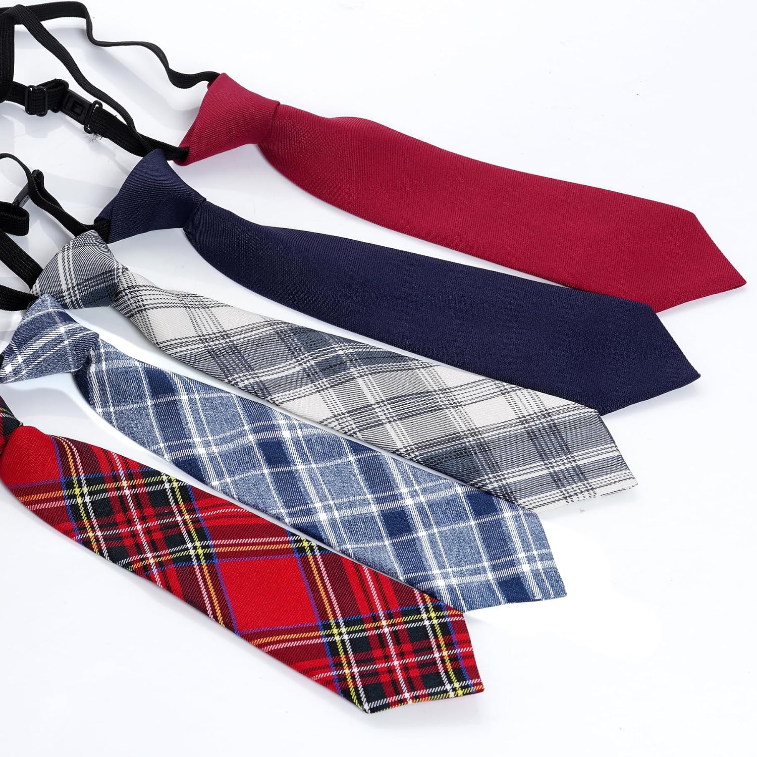 5pcs Boy's Necktie Pre-tied Adjustable Neck Strap Tie for Wedding Graduation School Uniforms