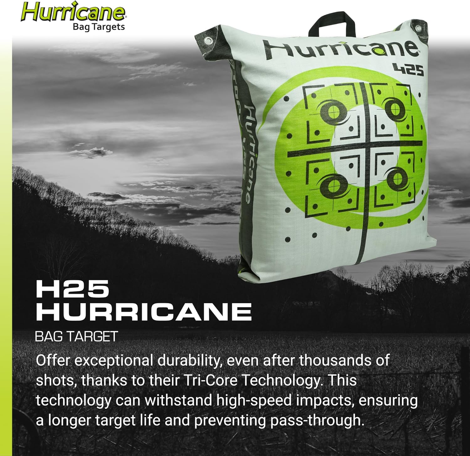 2-Sided High-Velocity Archery Bag Target, High-Visibility Aiming Points, Off-Center Deer Vitals on Back, Heavy-Duty