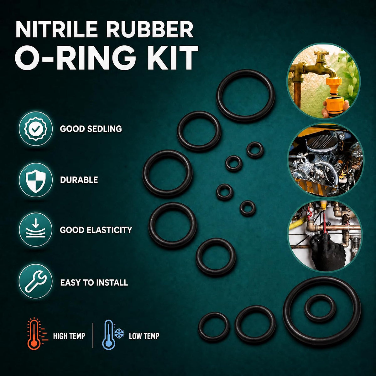 1030PCS Nitrile Rubber O-Ring Assortment Kit in 31 Sizes